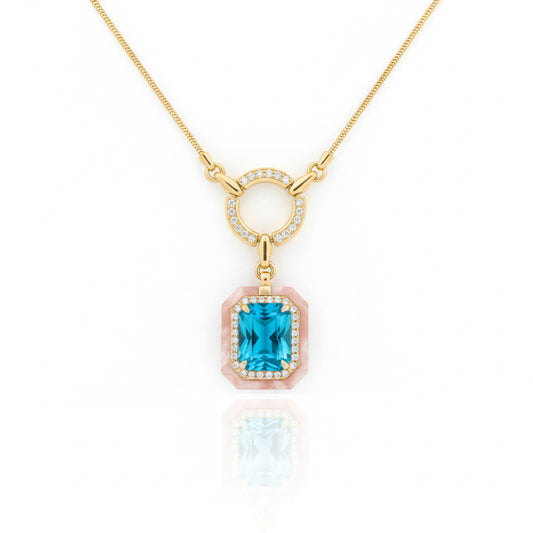 BLUE TOPAZ & DIAMONDS PENDANT