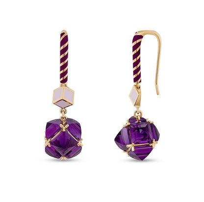 amethyst and 18 carat yellow gold with purple and white ceramic