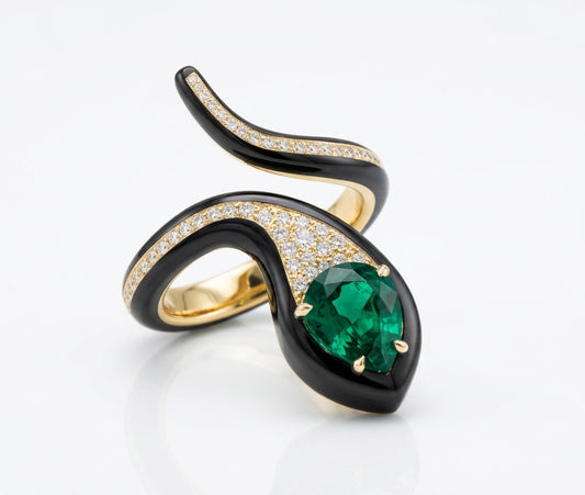 BLACK MAMBA RING - COLOMBIAN EMERALD