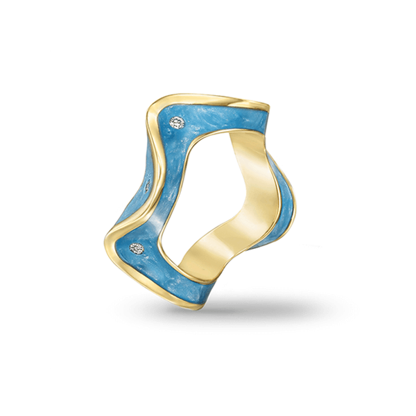 18-carat-gold-ring-diamonds-set in-blue-ceramic