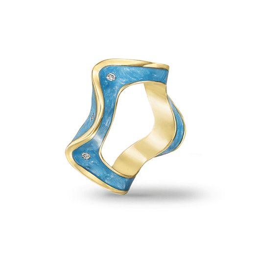 18-carat-gold-ring-diamonds-set in-blue-ceramic