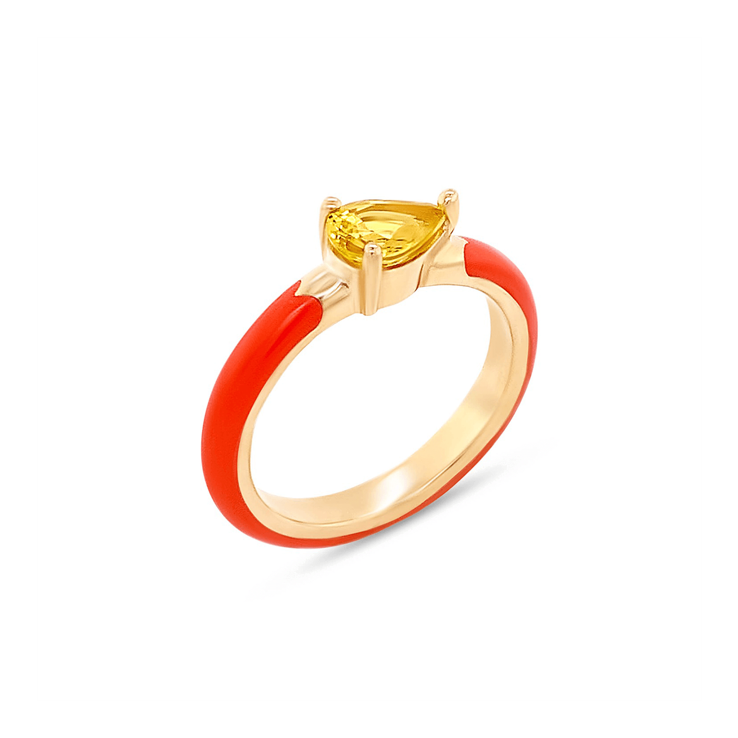 yellow sapphire set in 18k yellow gold and orange ceramic