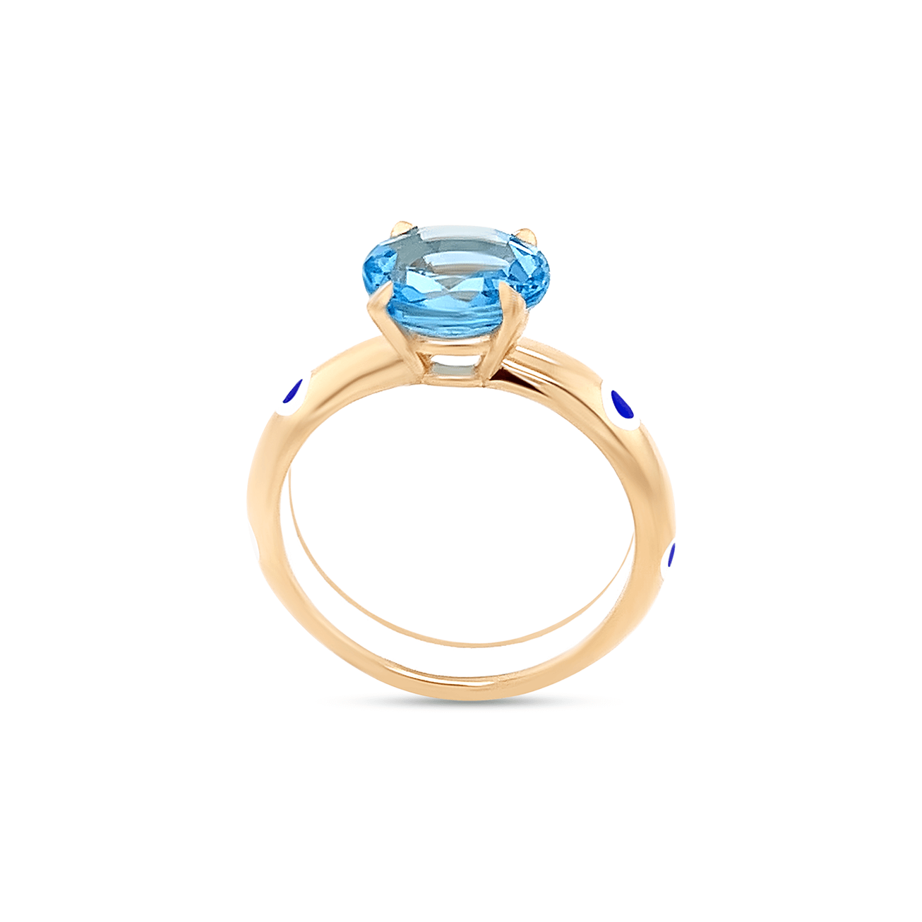 natural topaz set in 18 carat yellow gold and ceramic