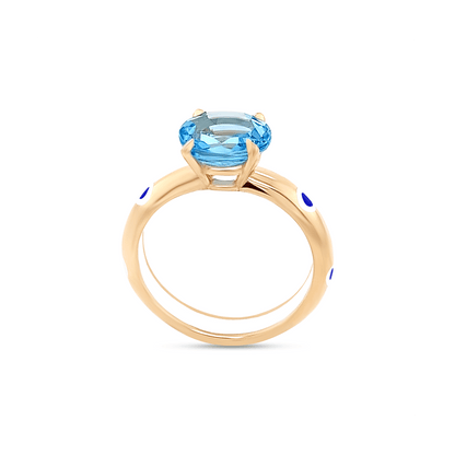 natural topaz set in 18 carat yellow gold and ceramic